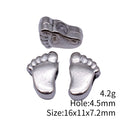 Antique Silver Double Sided Footprint Large Hole Metal Bead view 3