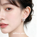Silver Pearl Crystal Cluster Flower Stud Earrings Pair view 2