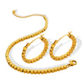 Gold Steel Faceted Cube Bead Hoop Earrings and Bracelet view 5
