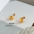 Faceted Geometric Rhombus Stud Earrings Gold Steel view 2