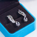 Silver Tone Leaf And Teardrop Crystal Drop Earrings view 2