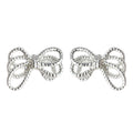 Silver Twisted Rope Openwork Bow Stud Earrings Petite view 5
