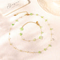 Green White Natural Stone Chip Necklace and Bracelet Gold Chains view 4