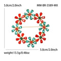Rhinestone Flower Wreath Brooch Crystal Circle Pin Four Colors view 9