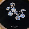 Oval Crystal Clip Earrings in Polished Statement Design view 2