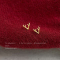 Gold Mini Deer Antler Horn Shaped Stud Earrings Pair view 1