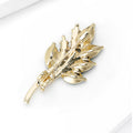 Crystal Leaf Sprig Brooch in 2 Color Styles Metal Pin view 3