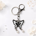 Rhinestone Butterfly Pearl Drop Keychain Metal Charm view 4
