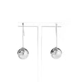 Silver Polished Sphere Ball Long Hook Drop Earrings view 6