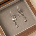Mismatched Silver Star Chain Extra Long Huggie Earrings view 3