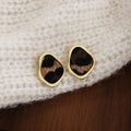 Irregular Leopard Pattern Heart Small Stud Earrings view 6