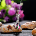 Multicolor Lute Shaped Pendant with Silver Tone Chain view 2