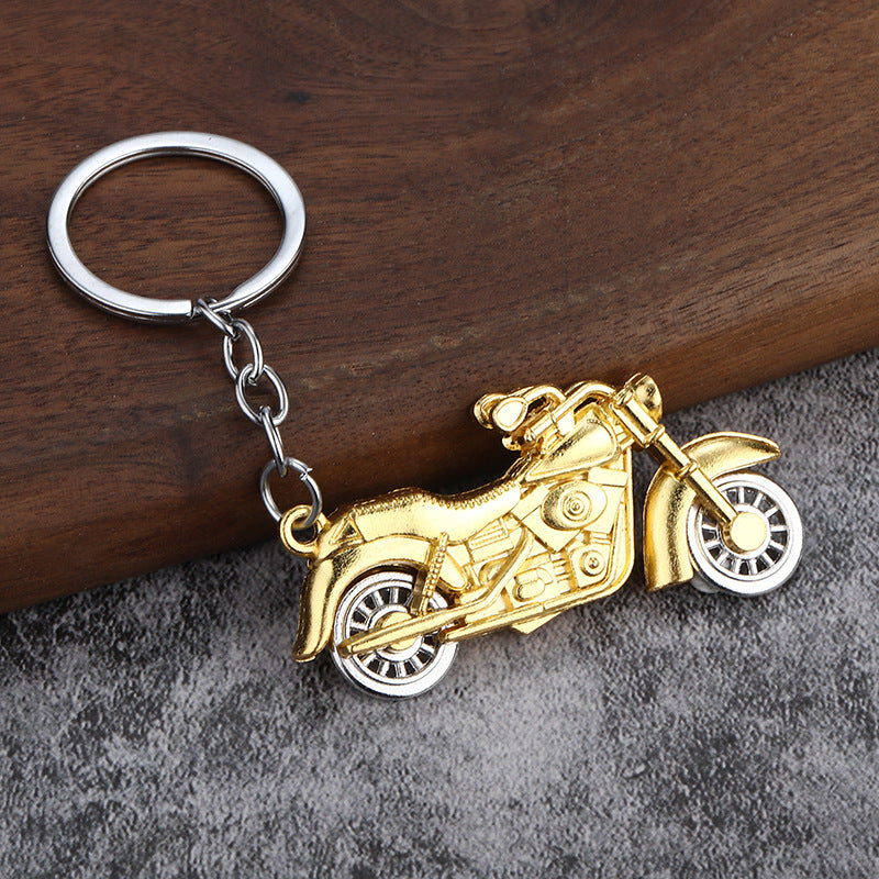 Large Color Motorcycle Metal Keychain with Movable Wheel Pendant