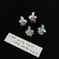 White and Blue Flower Bead Cluster Dangle Stud Earrings view 1