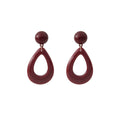 Burgundy Double Teardrop Resin Look Statement Stud Earrings view 5