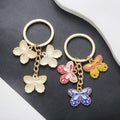 Yellow Pink and Blue Butterfly Enamel Charm Keychain view 2