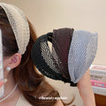 Wide Lattice Woven Mesh Headbands Coffee Light Blue view 1