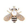 Crystal Bee Brooch Pearl Body Gold Silver Champagne view 5