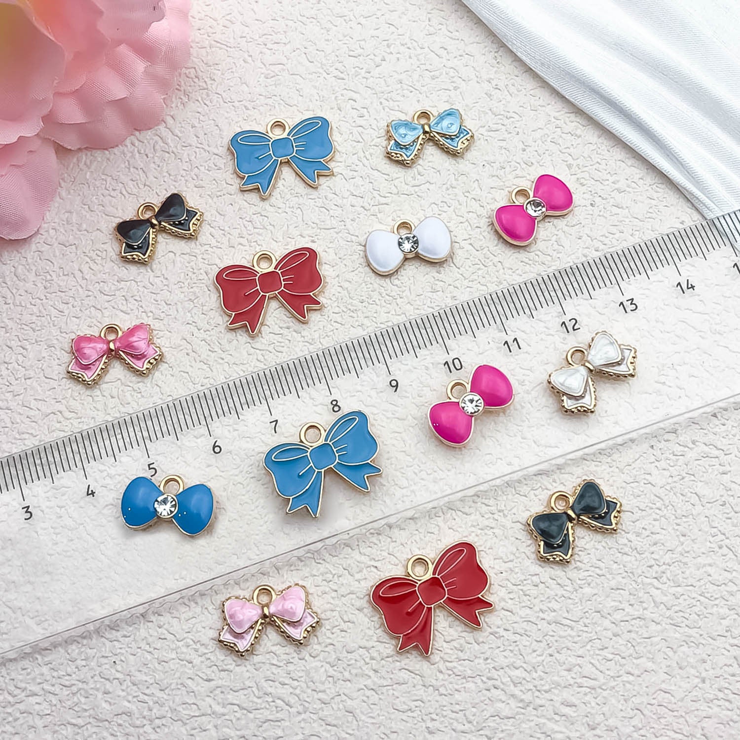 Enamel Zinc Alloy Lace Bowknot Bow Butterfly Charm Pendant for DIY Necklaces and Earrings