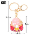 Chinese Wealth God Keychain Pink Head Red Enamel Gold view 2