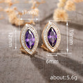 Gold Marquise Purple Crystal Halo Stud Earrings Pair view 4