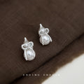 Silver Pearl Gourd Twist Rope Bow Clip And Stud Earrings view 1