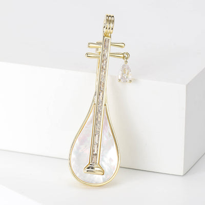 pearlescent chinese lute brooch shown in the main product arrangement