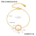 Sunburst Zircon Pendant Necklace Bracelet With Flat Side Chain view 7