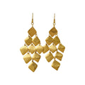 Matte Diamond Tile Chandelier Earrings in Silver and Gold Tones view 5