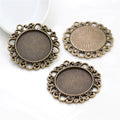 Open Scroll Round Pendant Bezel Blank for Cabochon Craft view 3
