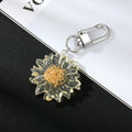 Silver Tone Clear Daisy Pendant Earrings Necklace and Clip Keychain view 5
