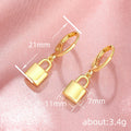 Gold Padlock Huggie Hoop Dangle Earrings Metal Alloy view 4
