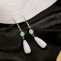 Fan Teardrop and Green Disc Chinese Style Earrings view 7