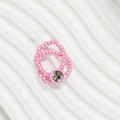 Double-Loop Beaded Stretch Rings with Center Crystals in Five Colors view 4