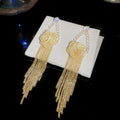 Gold-Tone Rose And Chain Tassel Earrings - One Style view 6