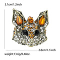Crystal Fox Head Brooch Brown or Blue Rhinestone Metal Pin view 6