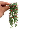 Green Vine And Pink Flower Long Tassel Stud Earrings view 5
