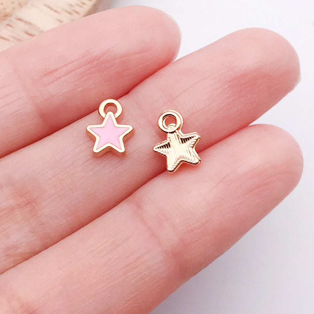 Glass Pink White Enamel Santa Claus Snowflake Gift Box Charm Pendant for DIY Bracelet Jewelry