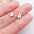 Glass Pink White Enamel Santa Claus Snowflake Gift Box Charm Pendant for DIY Bracelet Jewelry