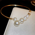 Gold Geometric Pearl Torque Necklace Wave Choker Pair view 6