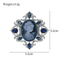Blue Silver Tone Woman Portrait Metal Brooch Pin for Jackets and Lapels view 2