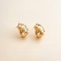 Gold Oval Multi Pearl Stud Earrings Matching Pair Style Look view 4