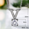 Silver Tone Letter V Clear Stone Pendant Necklace Jewelry view 5