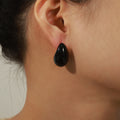 Color Enamel Teardrop Stud Earrings Copper Gold Post view 9