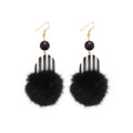 Black Pom Pom Hook Earrings With Striped Resin Discs view 5