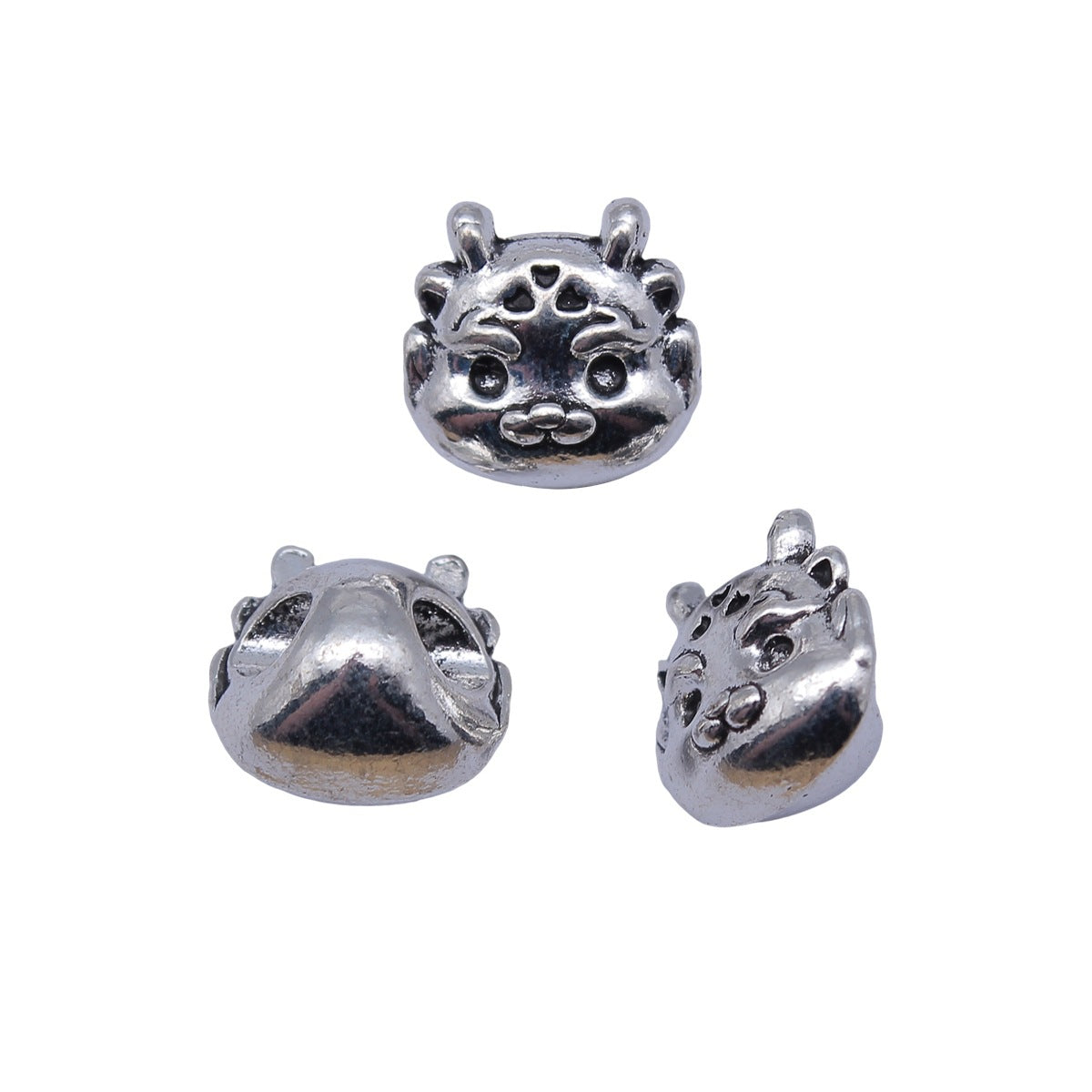 13x12x8.3mm 3g Antique Silver Zinc Alloy Chinese Dragon Large Hole Beads for DIY Bracelet Jewelry Making