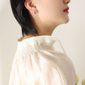 Small Polygonal Hollow Faceted Stud Earrings Gold Steel view 7