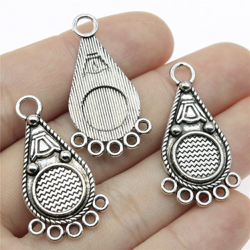 Teardrop Five Loop Metal Earring Connectors in Two Finishes