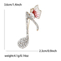 Gold Tone Rhinestone Music Note Butterfly Wing Brooch view 4