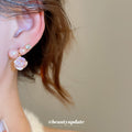Pink Pearl and Crystal Flower Stud Earrings with Faceted Drops view 4